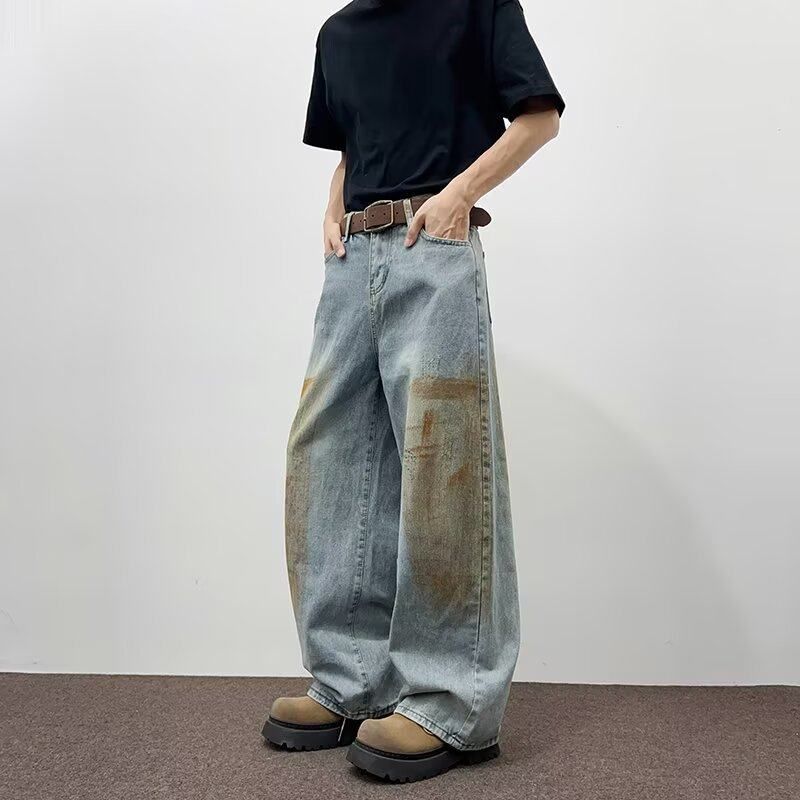 高街美式男士风裤子夏季做旧宽松