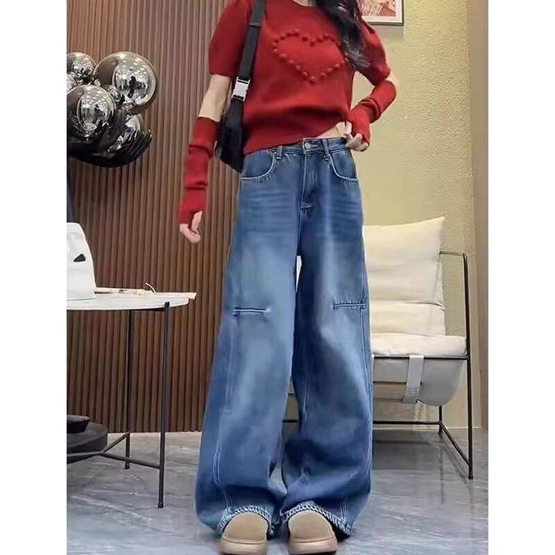 水洗弯刀女款阔腿加厚复古裤设计感款加绒春秋高腰2025牛仔裤显瘦,女装/女士精品,牛仔裤,淘宝优惠券,粉丝福利购,淘宝优惠卷