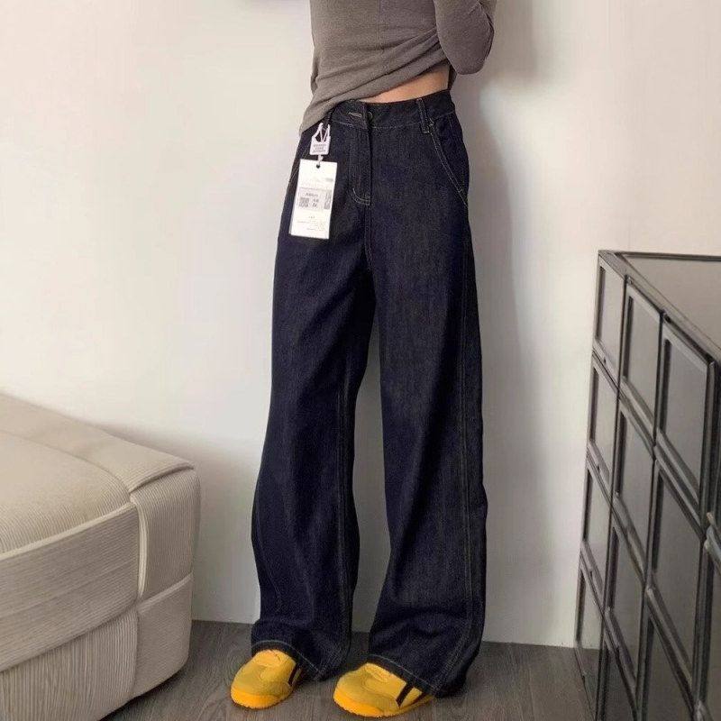 春季女高腰直筒胖新款版mm大码窄潮拖地裤子牛仔裤梨形深蓝色显瘦,女装/女士精品,牛仔裤,淘宝优惠券,粉丝福利购,淘宝优惠卷