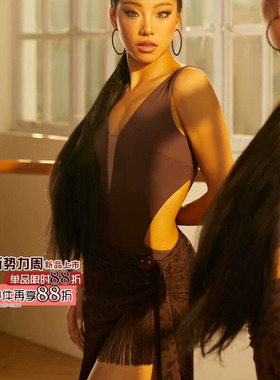 ZYM26027【Good 豹ning】半裙不规则拉丁舞练功服女假围裹设计