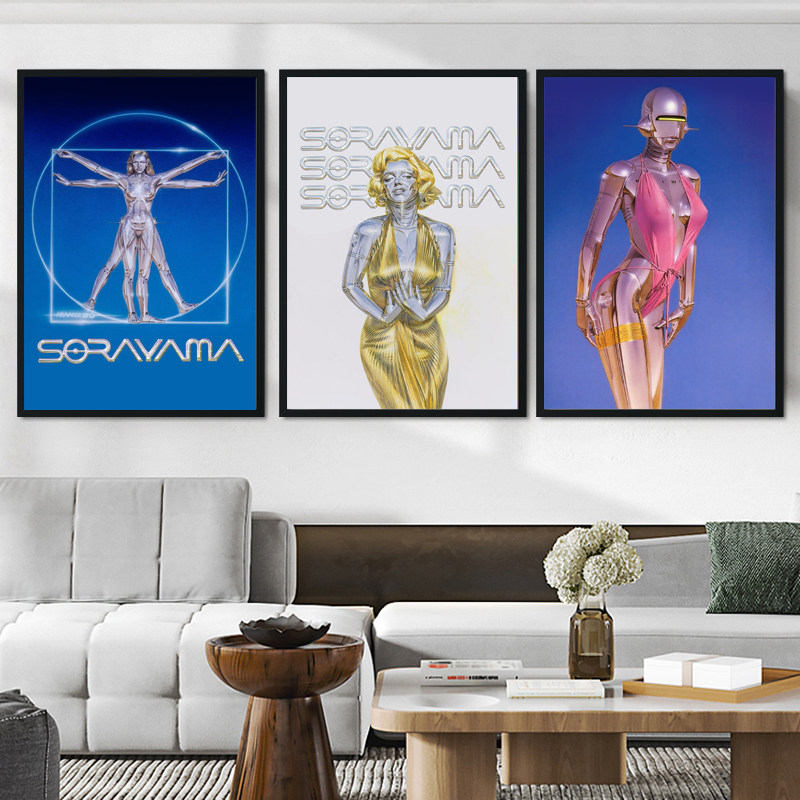 空山基装饰画圣女贞德梦露海报潮牌挂画潮流机械朋克卫生间壁画