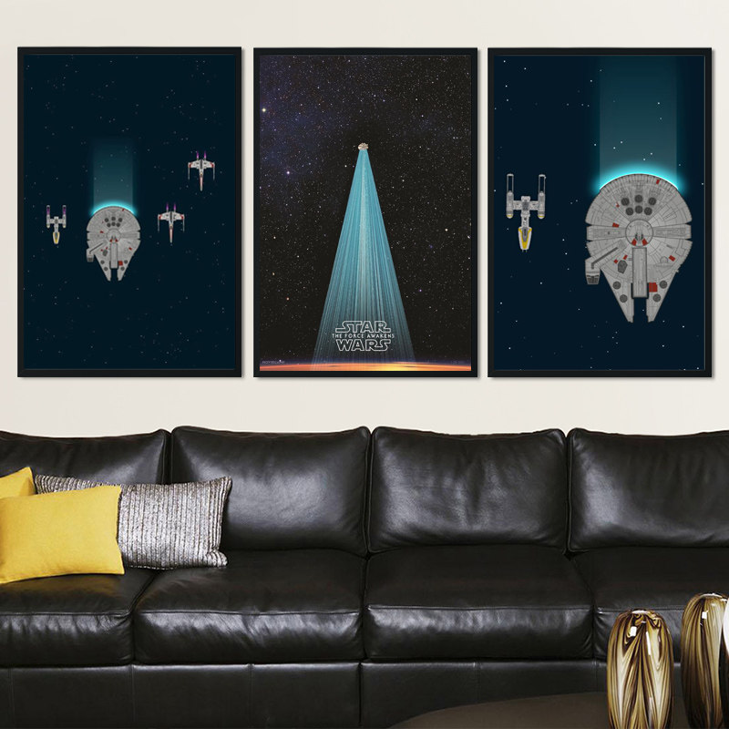 千年隼星球大战卡通海报装饰画男孩房客厅工作室样板间工业风挂画
