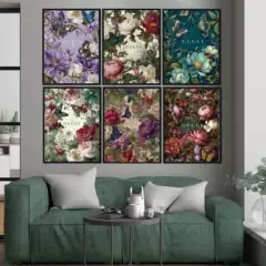 Flowers Bloom, Wealth Comes, Ancient and Unique Illustrations, Retro Posters, Modern Minimalist Decorative Paintings, Living Room, Entrance, Bedside, Studio Hanging Paintings