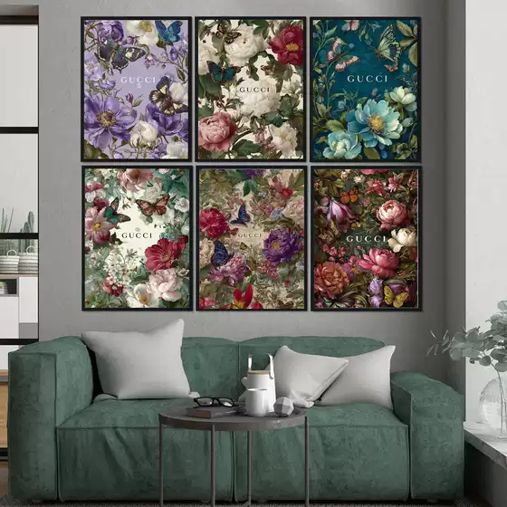 Flowers Bloom, Wealth Comes, Ancient and Unique Illustrations, Retro Posters, Modern Minimalist Decorative Paintings, Living Room, Entrance, Bedside, Studio Hanging Paintings