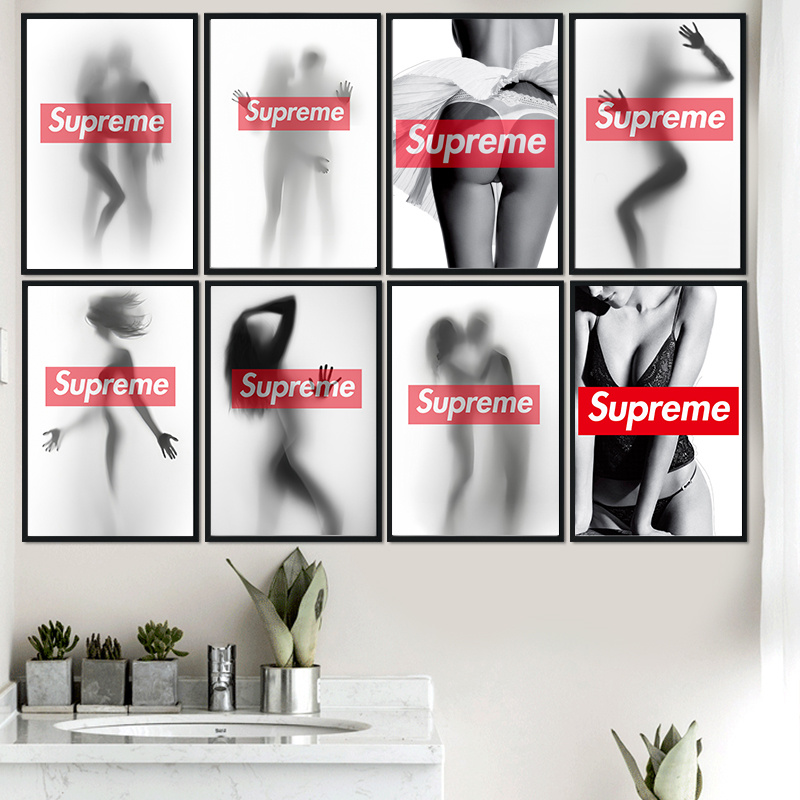 supreme抽象情侣服装店挂画酒吧情趣酒店房间卧室人体艺术装饰画图片