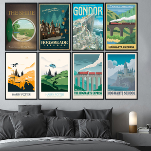 饰画赫敏罗恩儿童房壁画 哈利波特电影挂画卧室客厅背景墙房间装