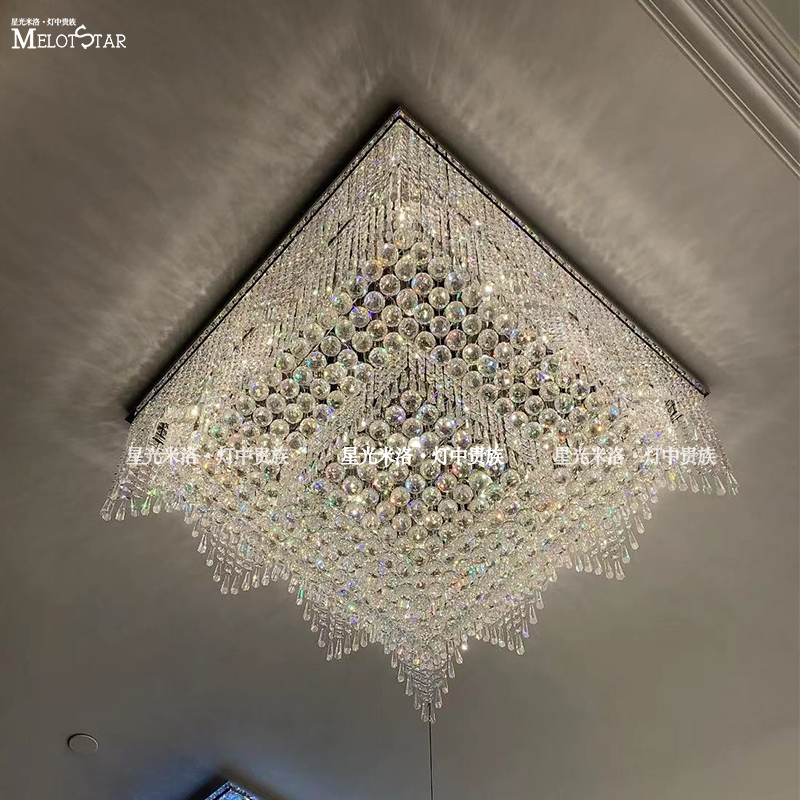 正方形客厅主吸顶灯简约现代酒店大堂欧式进口大气奢华水晶吸顶灯