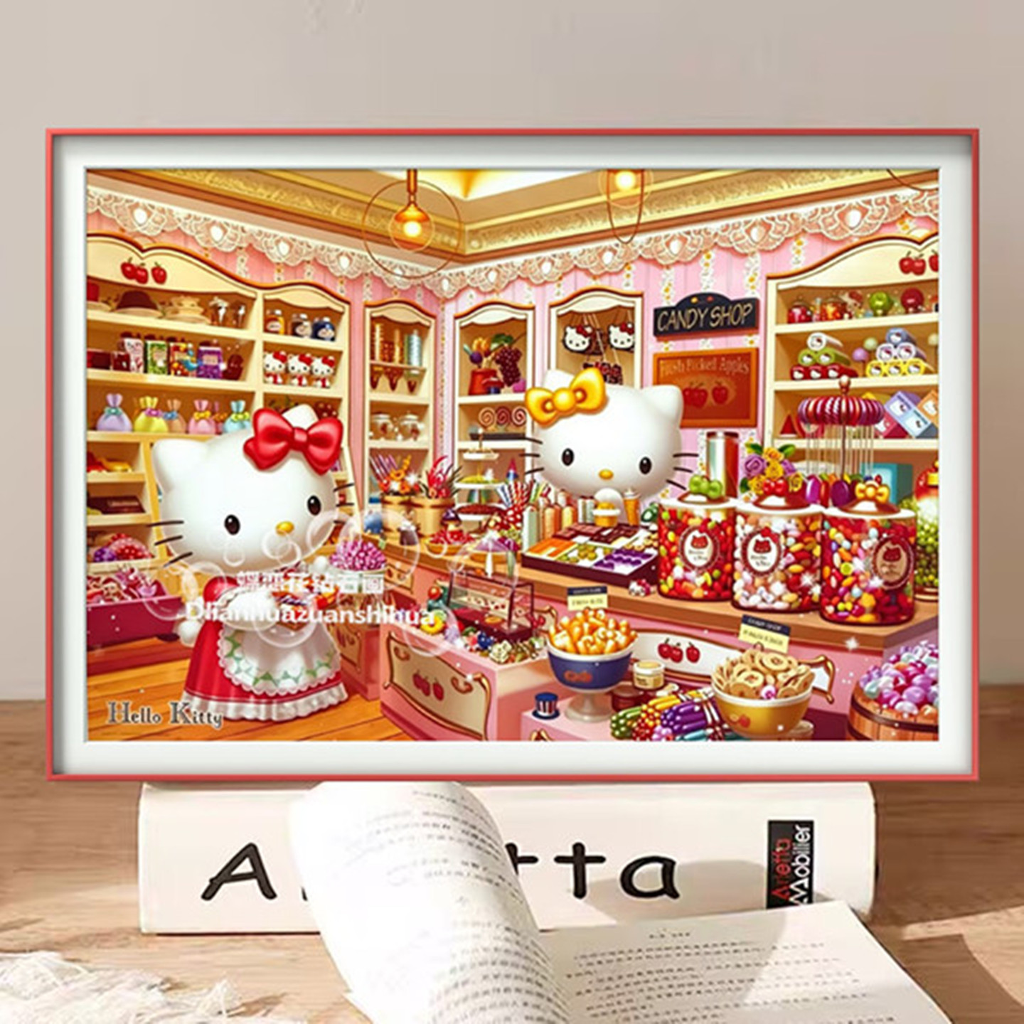 diy卡通kt猫凯蒂猫糖果商店小屋钻石画方钻圆钻手工贴钻画十字绣