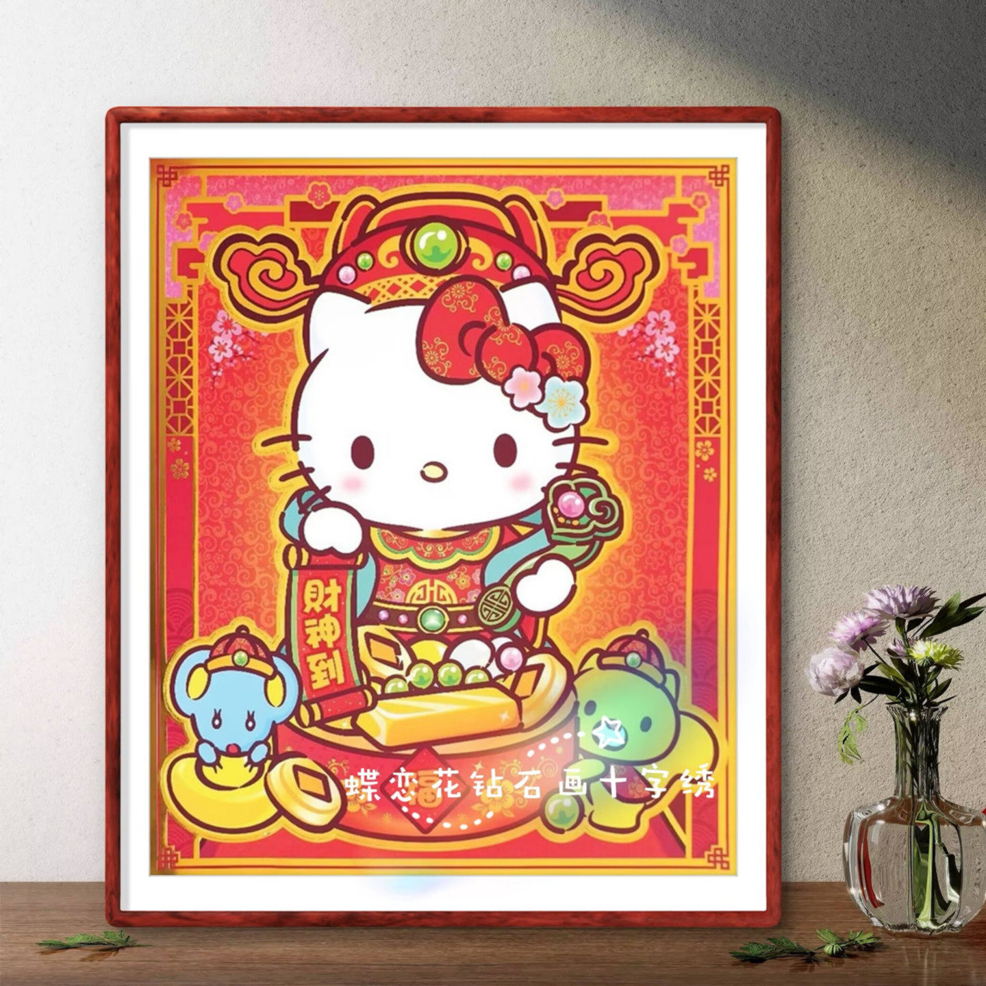 diy凯蒂猫财神爷kt猫招财猫钻石画方钻圆钻手工绣满绣十字绣新款