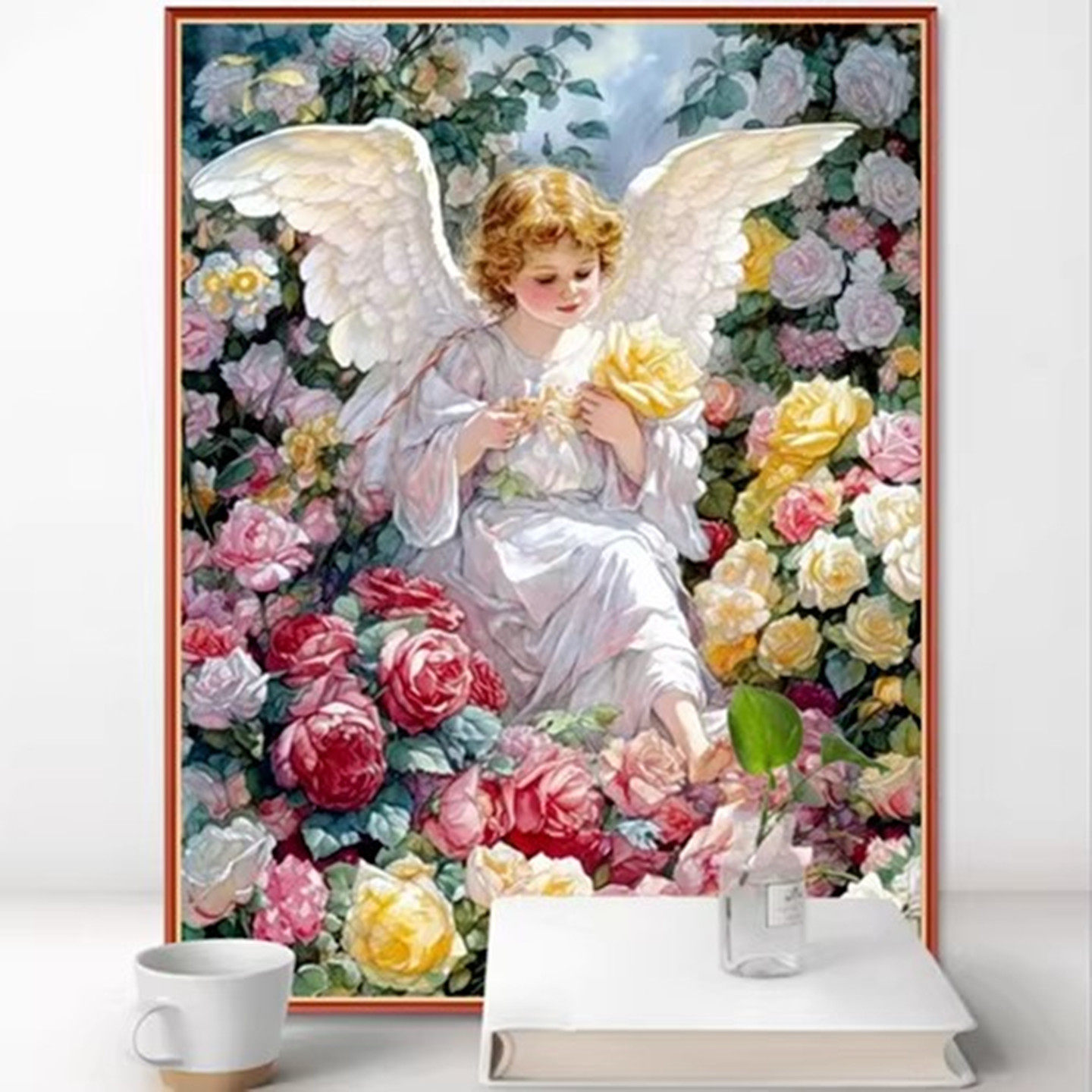 玫瑰花园天使钻石画方钻十字绣