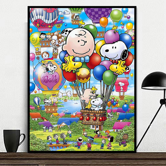 diy欧式卡通动漫史努比热气球方钻圆满钻贴钻石画点钻十字绣新款