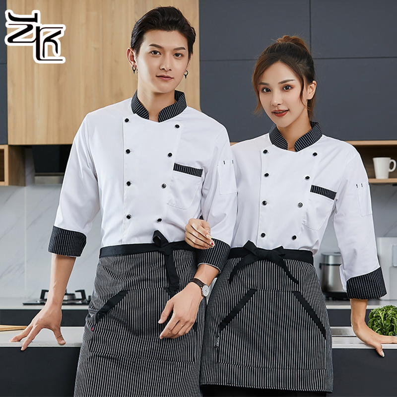 西式厨师服长袖酒店工作服秋冬火锅饭店西餐厅咖啡厅工装制服定制