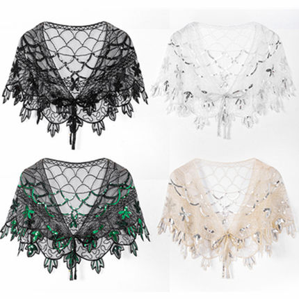 亚马逊1920s宴会晚礼服婚纱礼服女短披肩欧美女装配件亮片小坎肩