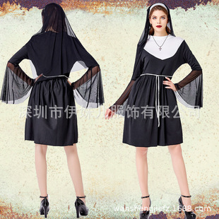 XL 新款教堂圣母玛丽亚修女服装 万圣节角色扮演舞台演出服