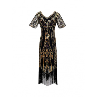 亚马逊1920S亮片流苏裙复古聚会晚宴礼服裙表演服了不起 盖茨比