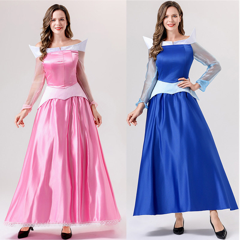 外贸新款成人女cos童话故事睡美人公主连衣裙万圣节角色扮演服装