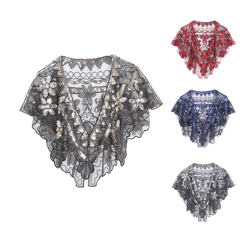 新款亮片晚礼服婚纱礼服小披肩欧美亮片1920s宴会派对小坎肩