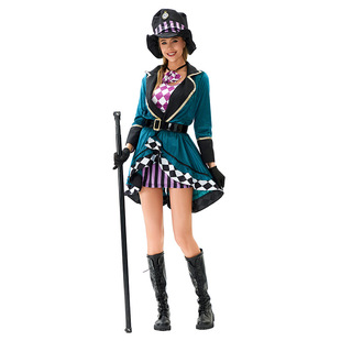 外贸女万圣节cos服装爱丽丝疯帽子魔术师驯兽师舞台表演服装套装