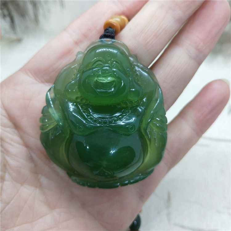 天然玉石 岫玉 180料 老坑料吊坠 挂件 项链 毛衣链 玉佛笑佛
