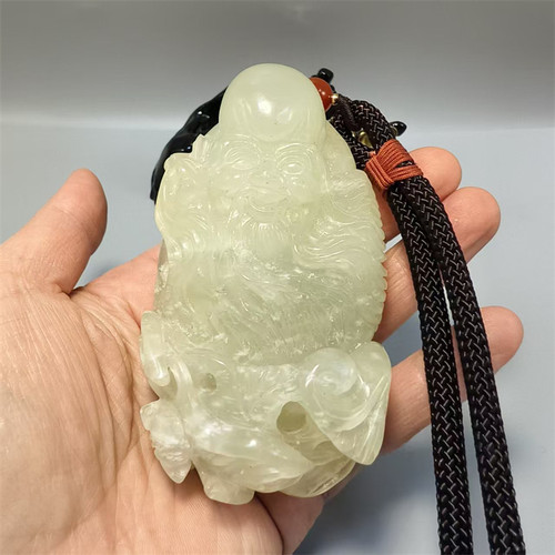 天然玉石岫玉手把件寿星