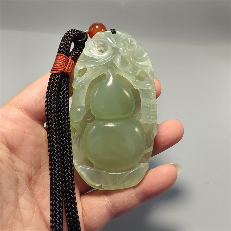 天然玉石岫玉岫岩玉手把件手玩件精雕裸石原石手把石代代富贵葫芦
