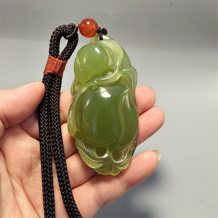 天然玉石岫玉岫岩玉手把件手玩件精雕裸石原石手把石福寿如意 桃