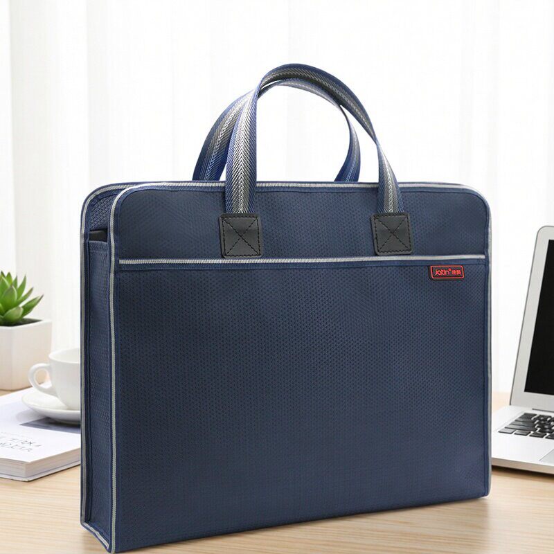 文件袋帆布商务牛津办公包学生手提资料男女拉链防水大容量会议袋