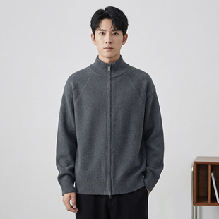 高级针织衫男士立领拉链开衫2026年新款宽松百搭毛衣外套夹克春装