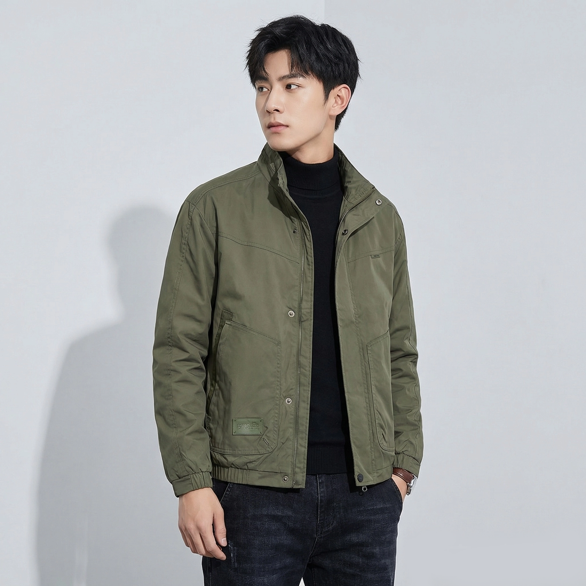 立领工装夹克男士2026新款春季高级感潮牌休闲百搭修身外套上衣