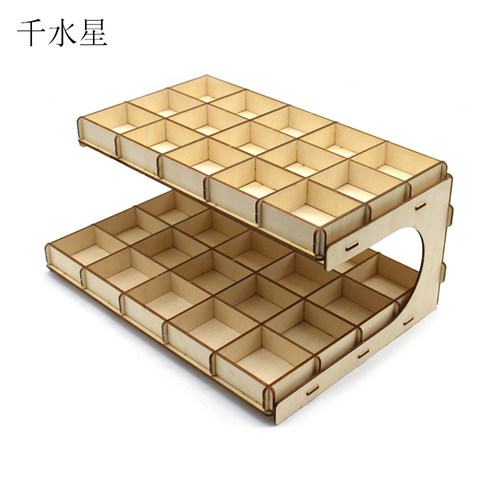 格子多功能木质盒整理架工具模型