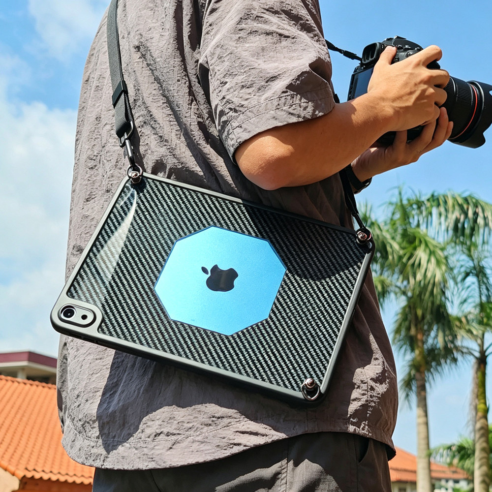 适用11寸iPad背带防摔套mini7挂绳摄影保护套Air8背带保护壳10.9寸背带套13寸2025 Pro肩带套12.9寸散热壳
