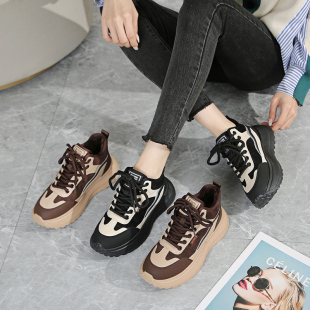 女鞋 9655 脚宽脚肥牛皮加绒轻便休闲老爹鞋 43冬款 大丫丫大码