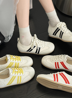 宽胖脚肥大码女鞋41-43码2025春季新款小白鞋透气软底德训鞋530-2