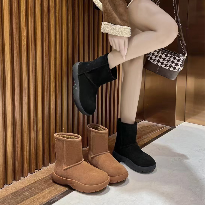 大丫丫大码女鞋牛绒休闲雪地靴