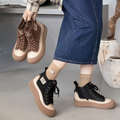 女鞋 43真皮2025秋冬新款 宽胖脚肥大码 休闲软底复古高帮鞋 6601