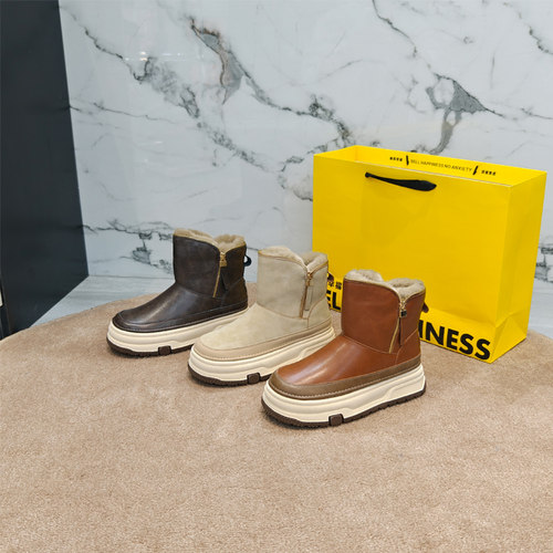 大丫丫大码女鞋厚底保暖雪地靴