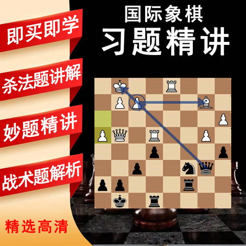 国际象棋教程少儿初学入门习题精讲视频战术一步杀法题培训指导课
