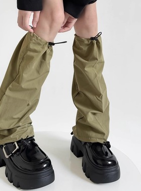 机能风袜套小腿套女户外防晒堆堆袜套抽绳护膝运动徒步绿夏季薄款