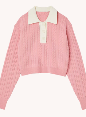 法国S家舞纤秋冬新款女装 法式甜美polo领百搭针织上衣SFPPU01728