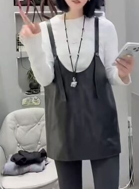 欧货2025春新款真皮连衣裙女绵羊皮款式背带裙显瘦减龄马甲吊带裙