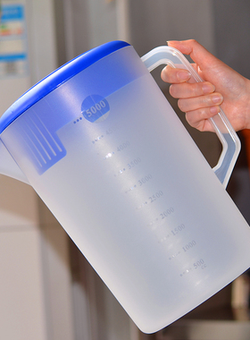 加厚塑料带盖冷水水壶饮料水壶茶水壶酒吧水壶蓝盖水壶5000ml 5L