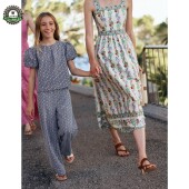 MiniBoden儿童短袖 上衣 衬衫 14岁 26夏女童蓝色刺绣泡泡袖 代购