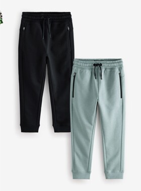 代购 NEXT儿童运动裤 2025春季男童黑灰色加绒慢跑长裤2件 3-16岁