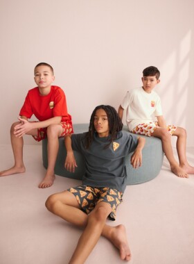 代购NEXT男童短袖家居服 26夏季红/黑色儿童纯棉睡衣3套装 5-16岁