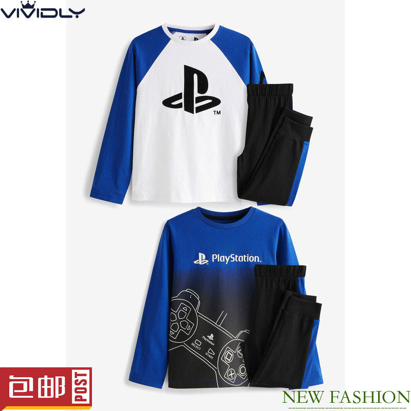 现货 NEXT男童纯棉家居服 秋季PlayStation儿童睡衣2套装 10-15岁