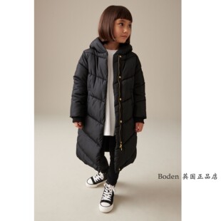 代购NEXT儿童棉大衣 2025冬季大女童黑色连帽保暖加厚棉服 3-16岁