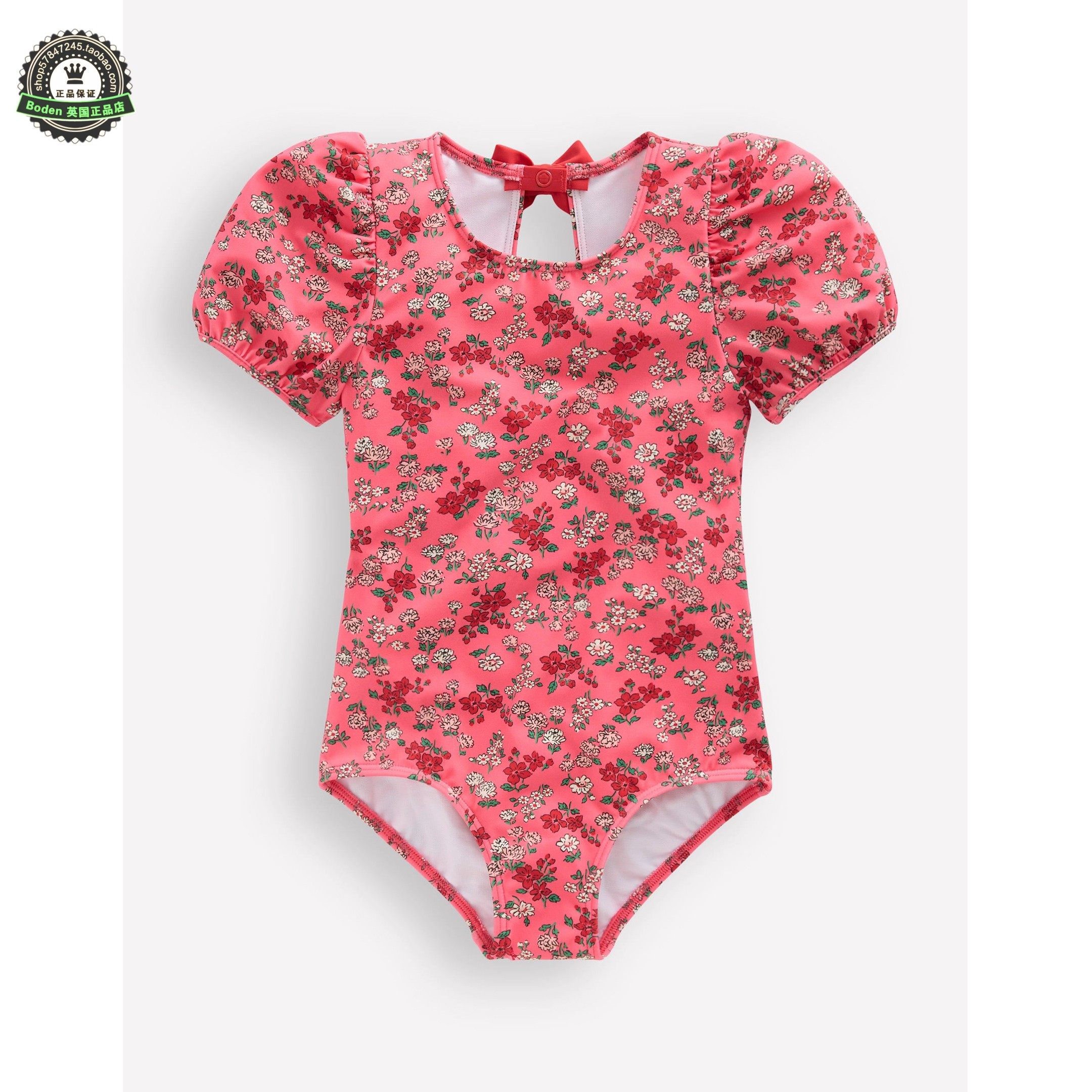 代购 MiniBoden儿童连体泳衣 26春夏季女童泡泡袖防晒泳装 2-14岁