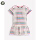 MiniBoden女童连衣裙 上衣 26夏季 代购 粉条纹宽摆短袖 长款 12岁