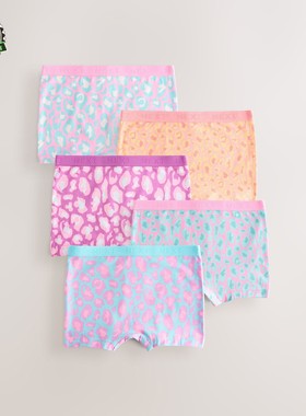 代购 NEXT儿童内裤 25春夏季粉紫色豹纹女童平角内裤5件装 2-16岁