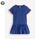 MiniBoden女童连衣裙 上衣 26夏季 代购 靛蓝色宽摆短袖 长款 12岁